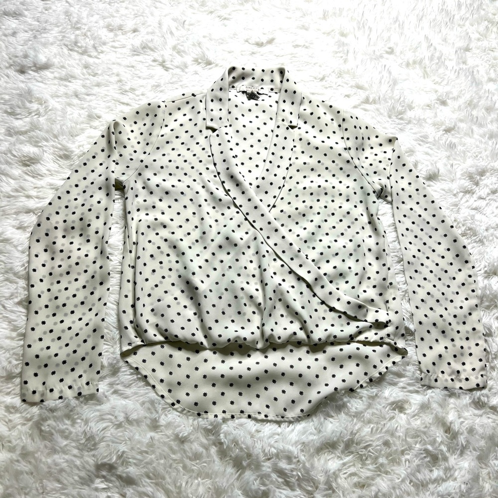 Forever 21 Long-sleeved Blouse with Deep V Plunge Size S